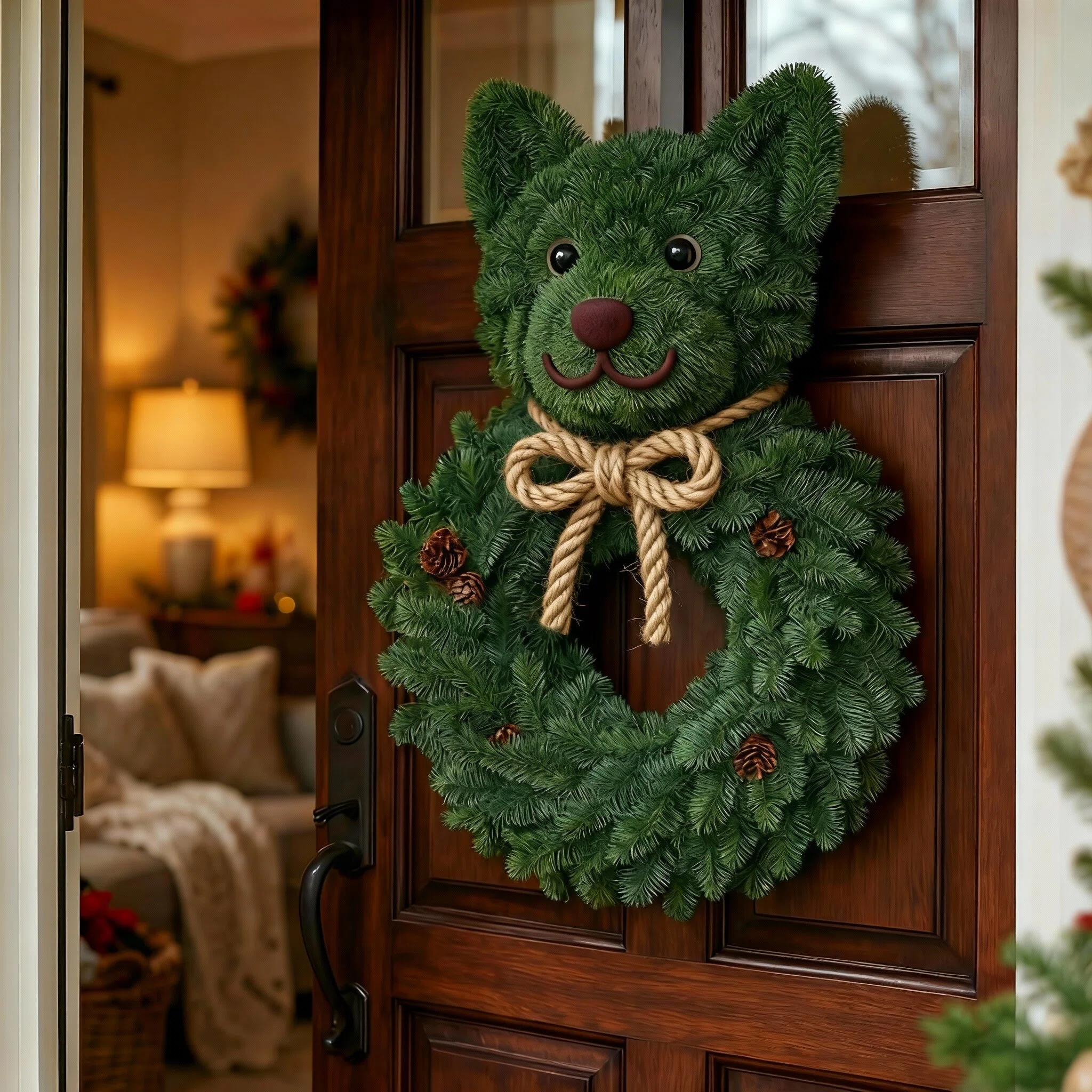 Perfect Puppy Christmas Evergreen Wreath