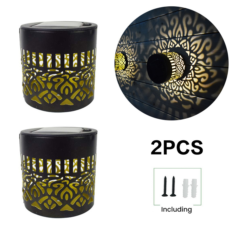 2PCS Mandala pattern Retro Solar Outdoor Lanterns
