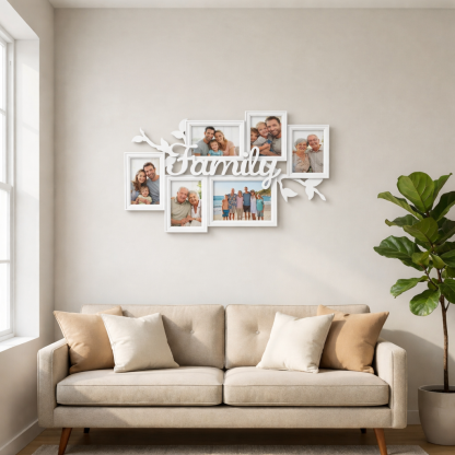 [24.4 x 15.7 inchs] Multi Picture Wall Mounted Display Photo Frame with 6 Openings