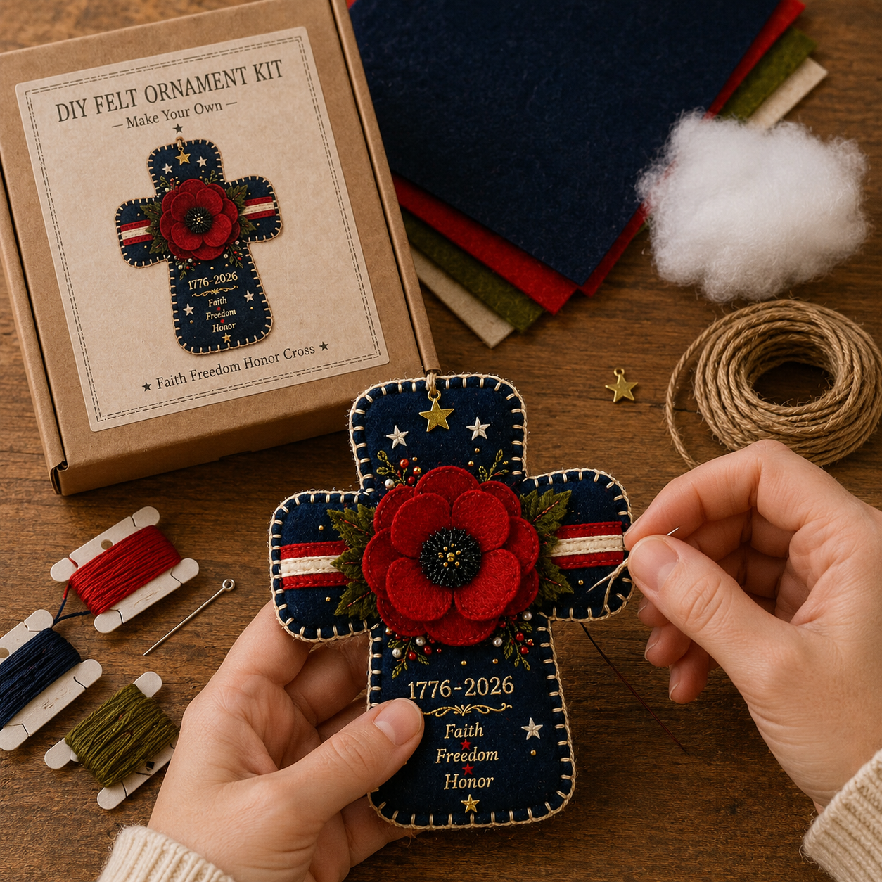 DIY Patriotic Poppy Cross Ornament Kit