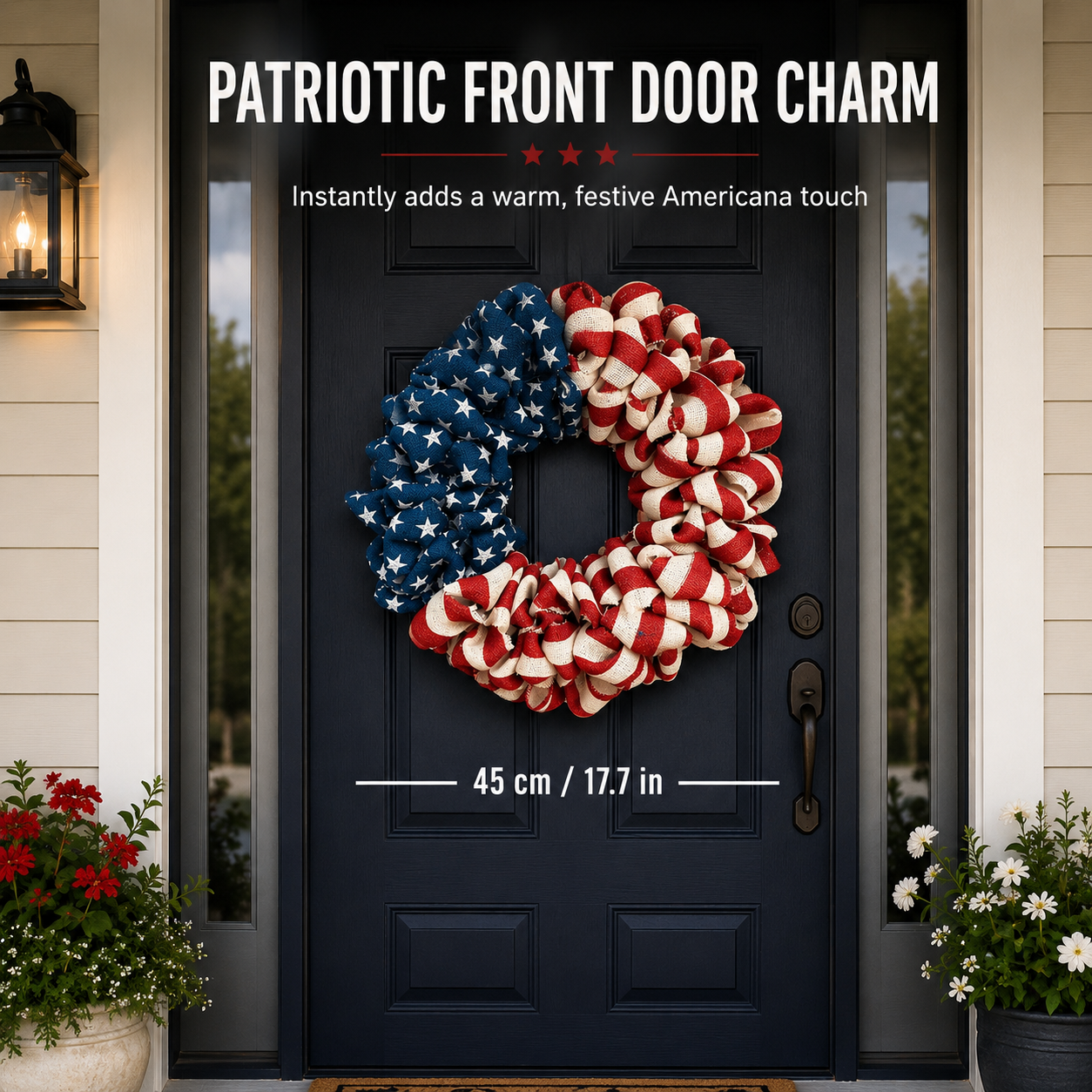 Patriotic 4th of July Burlap Wreath