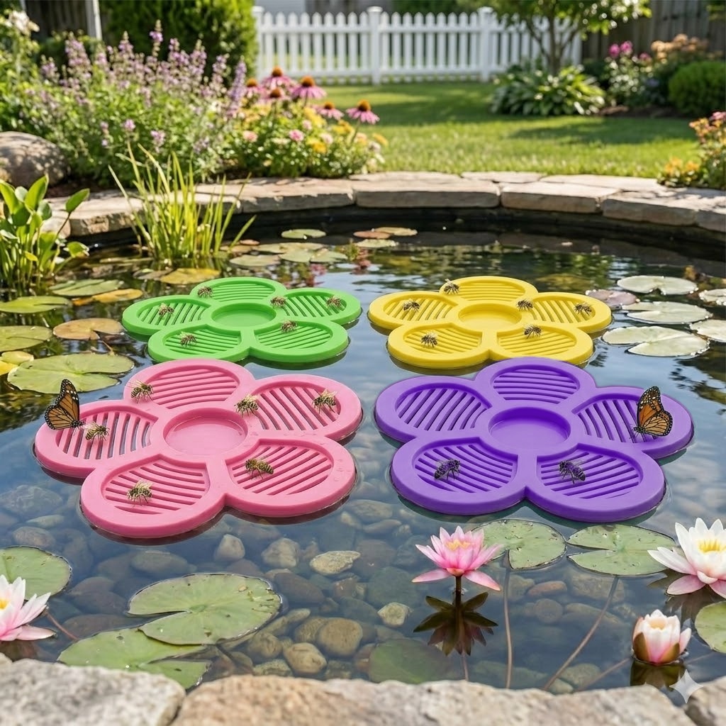 Flower-Shaped Floating Bee Station