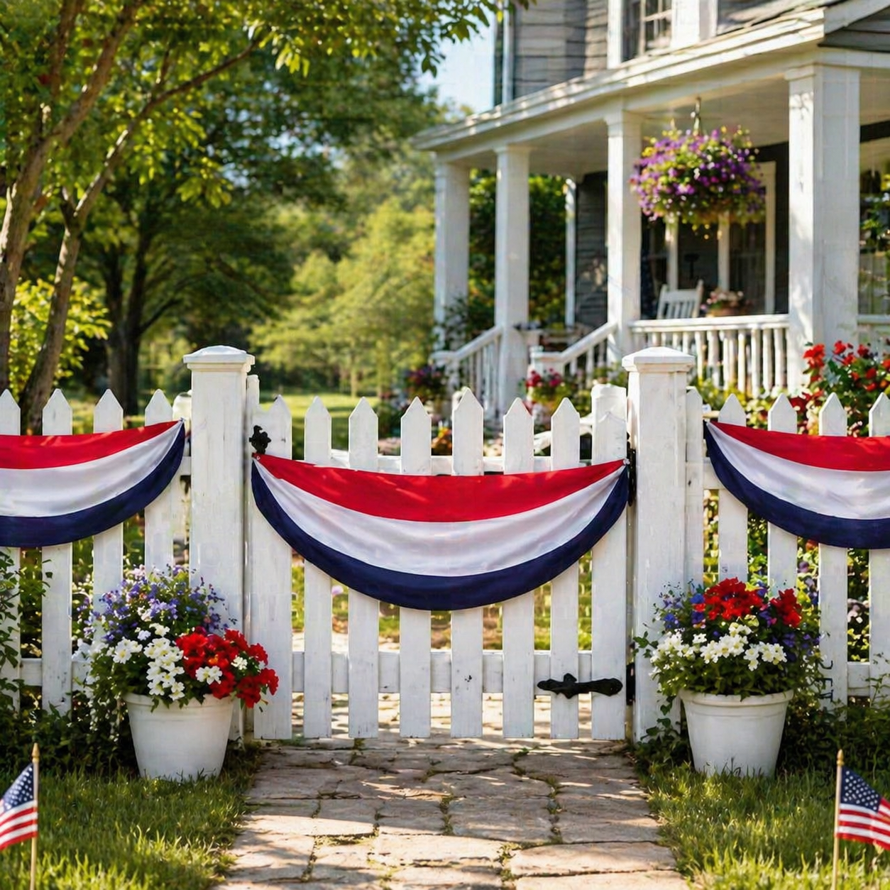 Large Patriotic US Flag Bunting Decorations