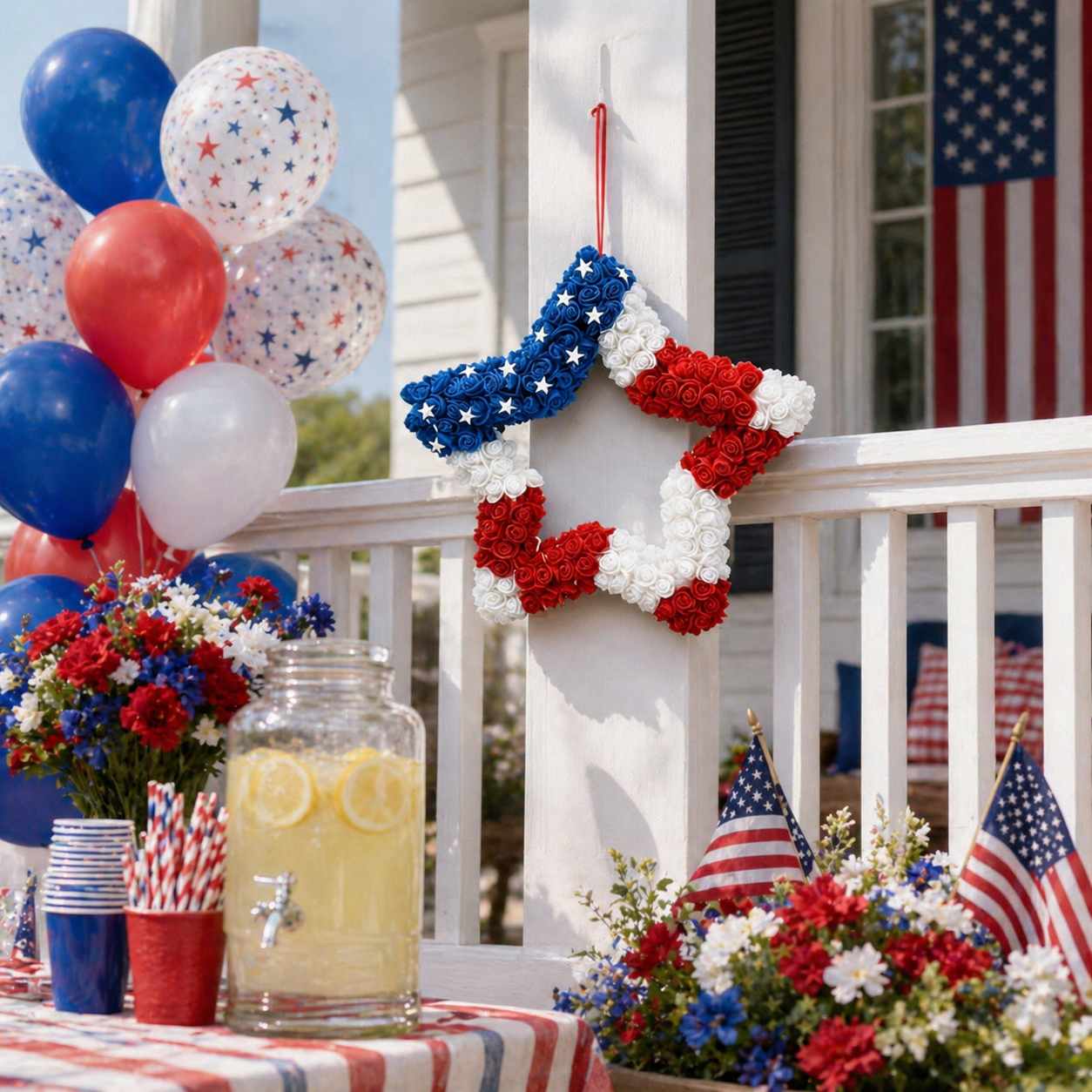 Independence Day Five-Pointed Star Artificial Flower Wreath