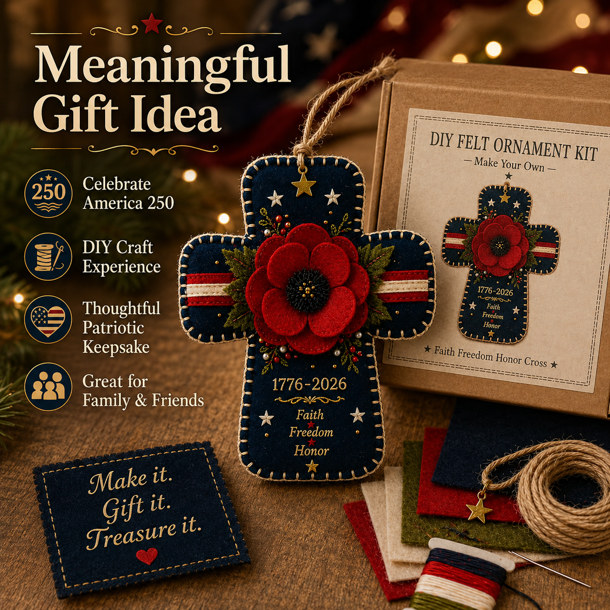 DIY Patriotic Poppy Cross Ornament Kit