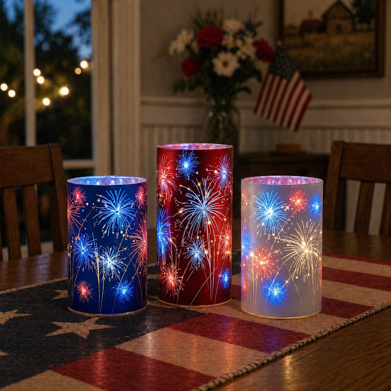 Set of 3 Celebration Firework Lanterns