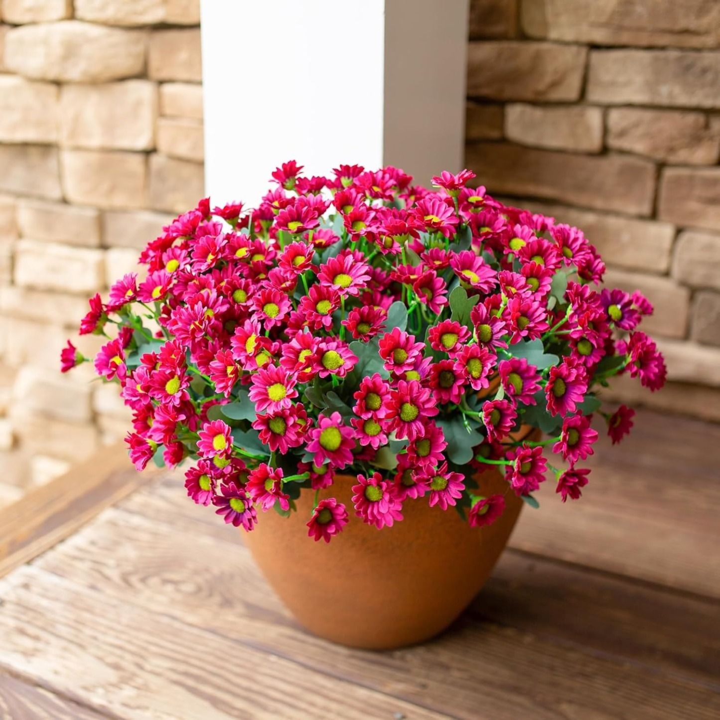 Artificial Mums Flowers for Outdoors Fall Autumn Decoration - UV resistant, Waterproof, Windproof