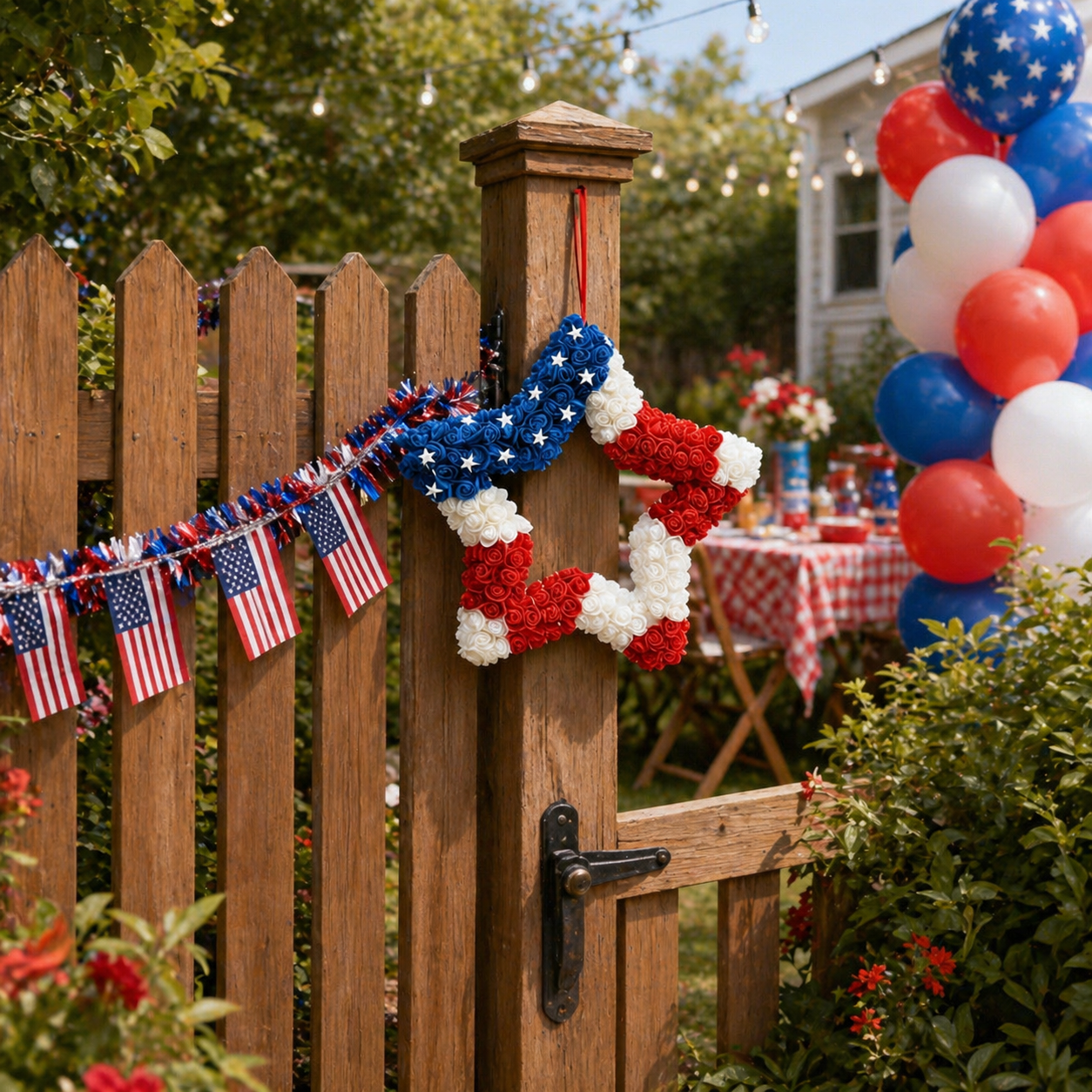 Independence Day Five-Pointed Star Artificial Flower Wreath