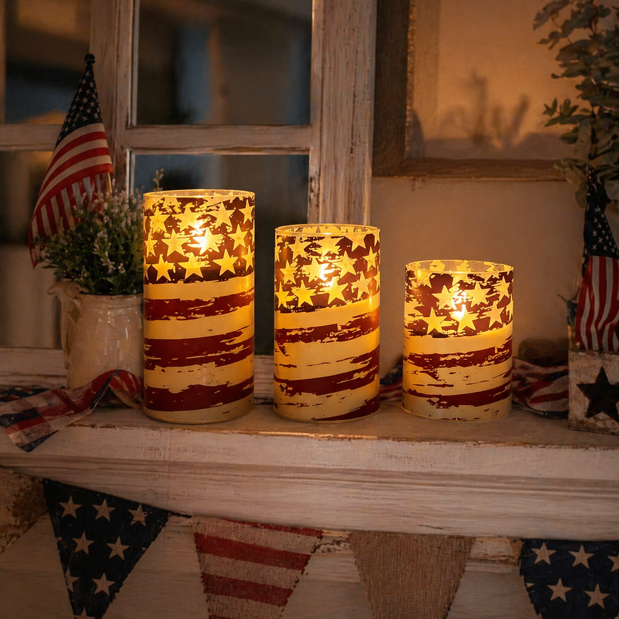 3-piece set of 4th of July flameless LED candles