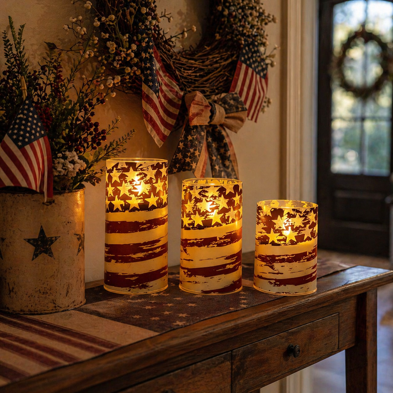 3-piece set of 4th of July flameless LED candles