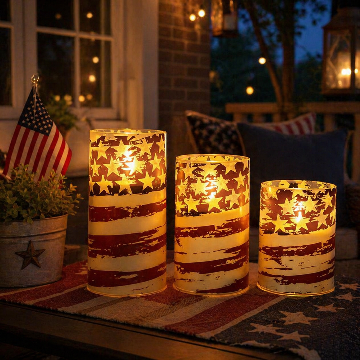 3-piece set of 4th of July flameless LED candles