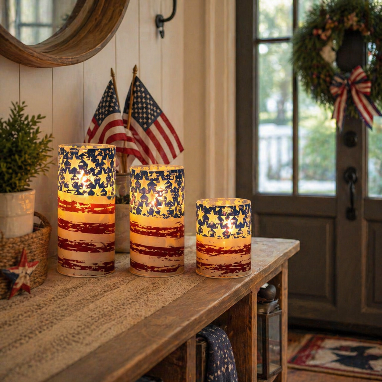 3-piece set of 4th of July flameless LED candles