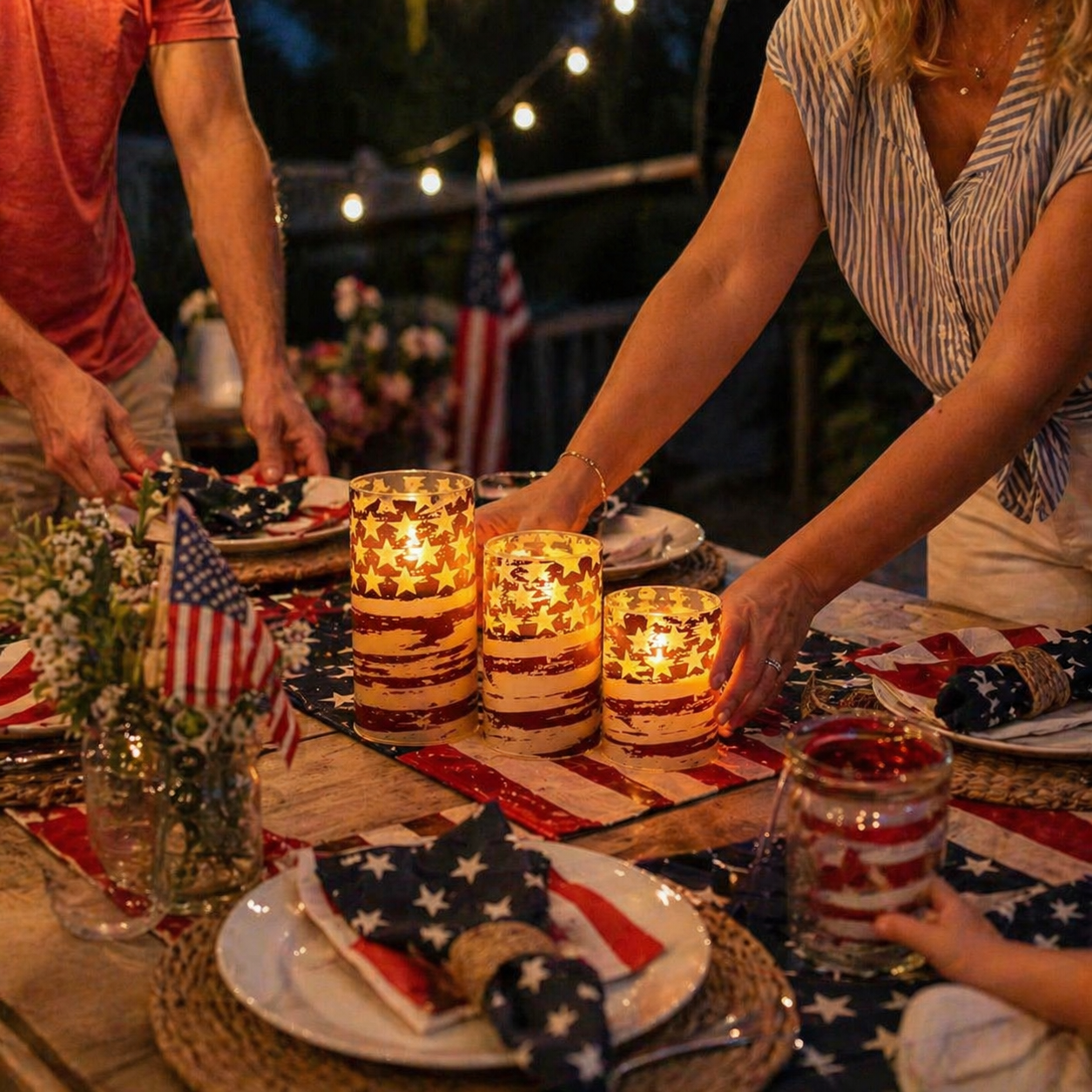 3-piece set of 4th of July flameless LED candles