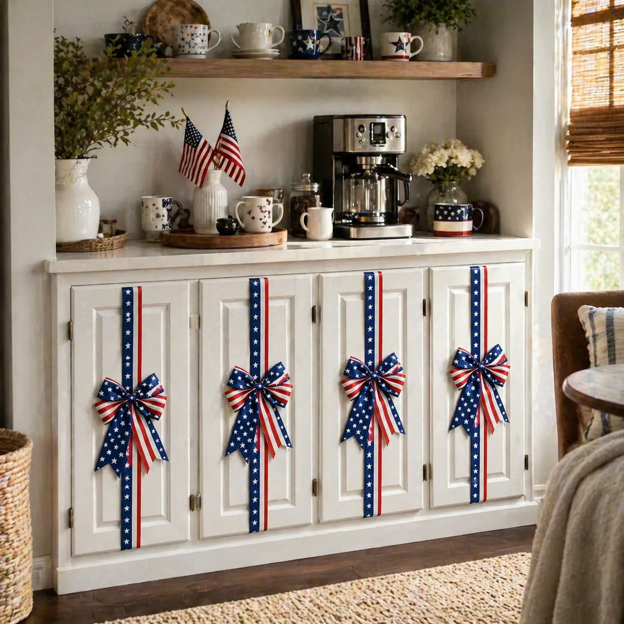 Independence Day & Memorial Day Cabinet Door Patriotic Bow Ribbons