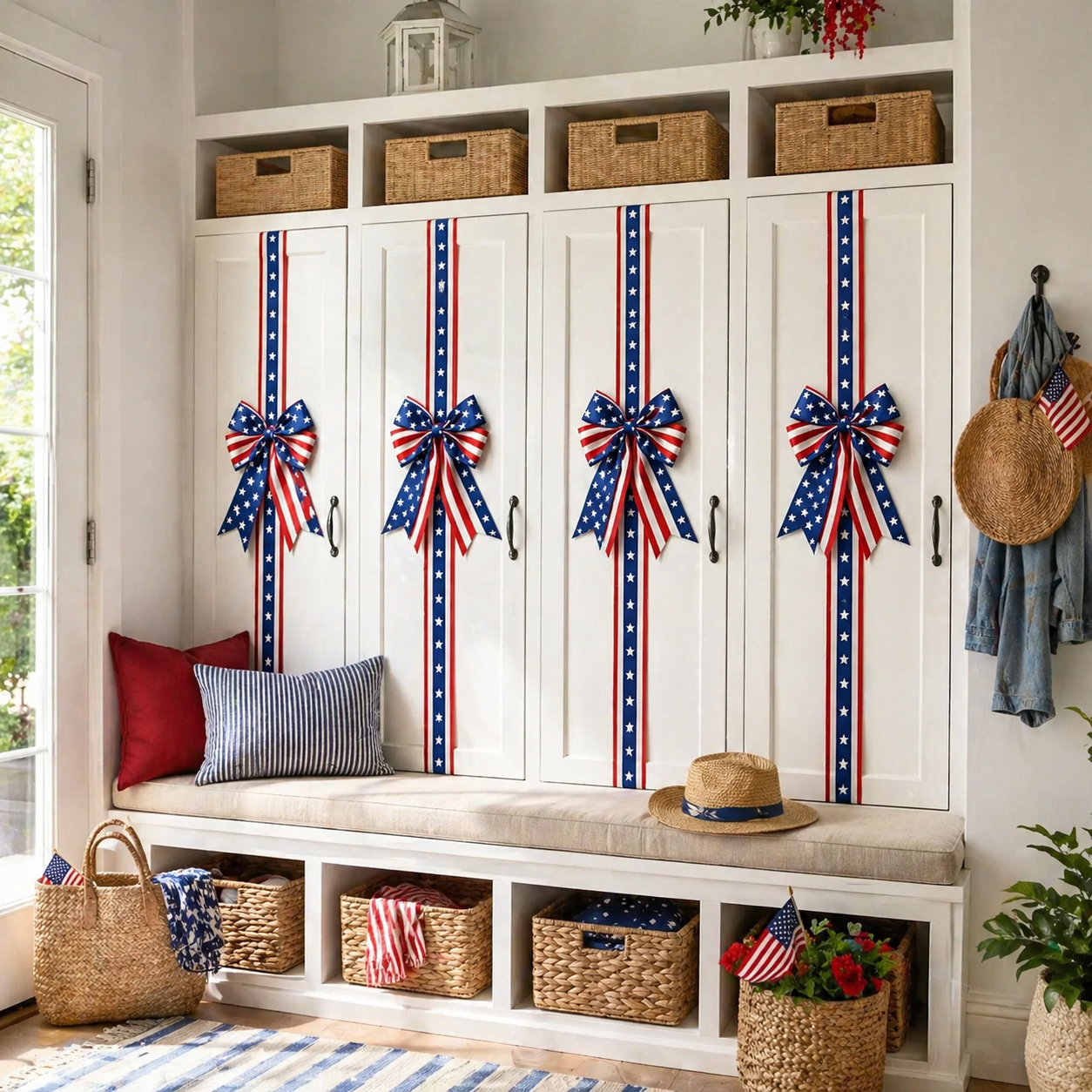 Independence Day & Memorial Day Cabinet Door Patriotic Bow Ribbons