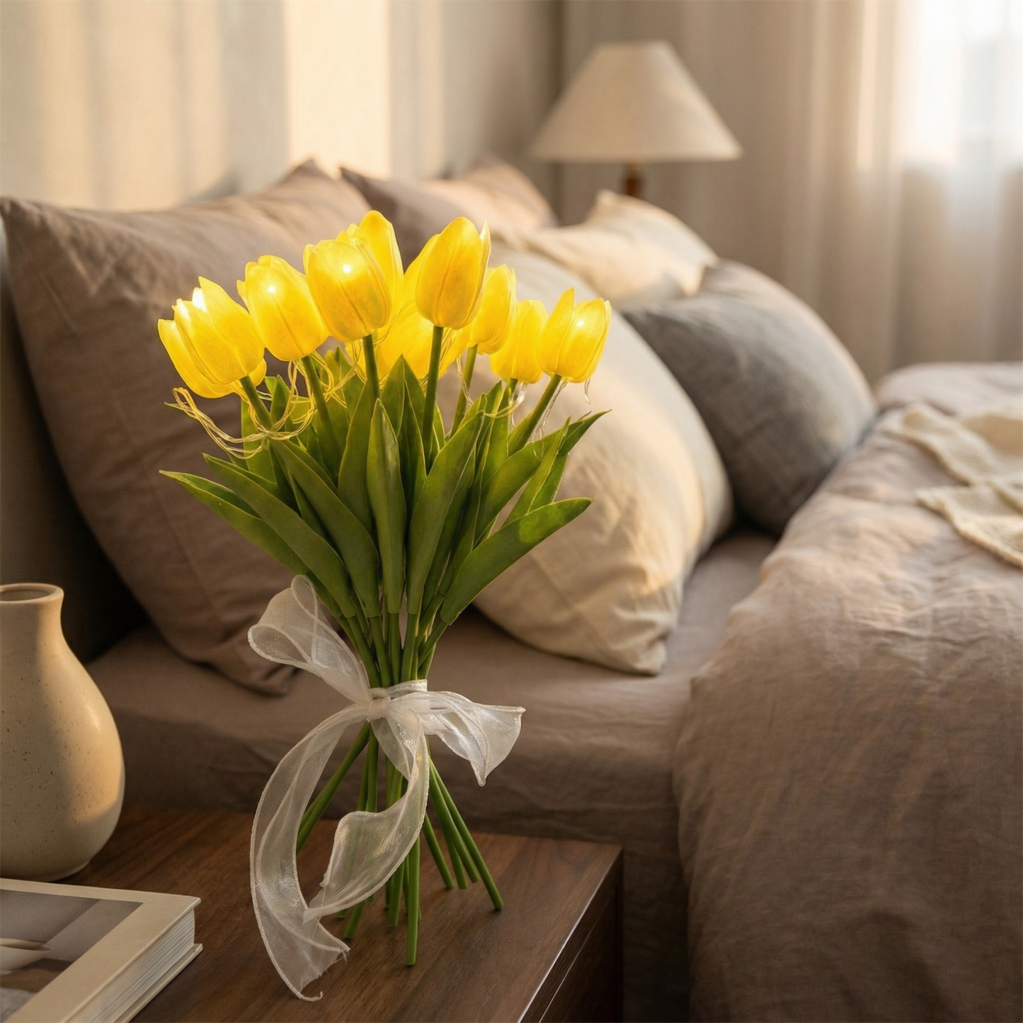 ROMATIC Decorative Artificial Tulips Flower light [13.5"]