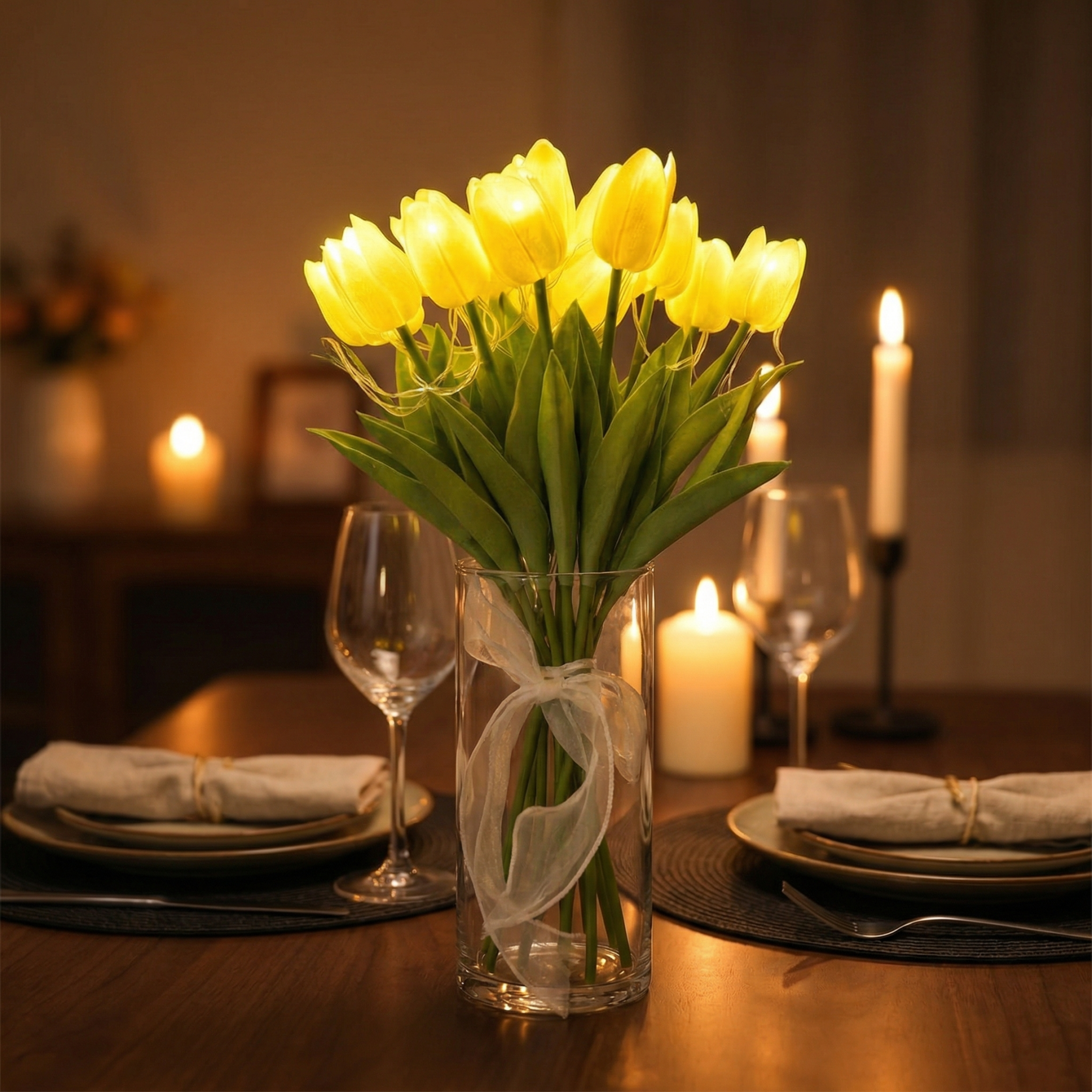 ROMATIC Decorative Artificial Tulips Flower light [13.5"]