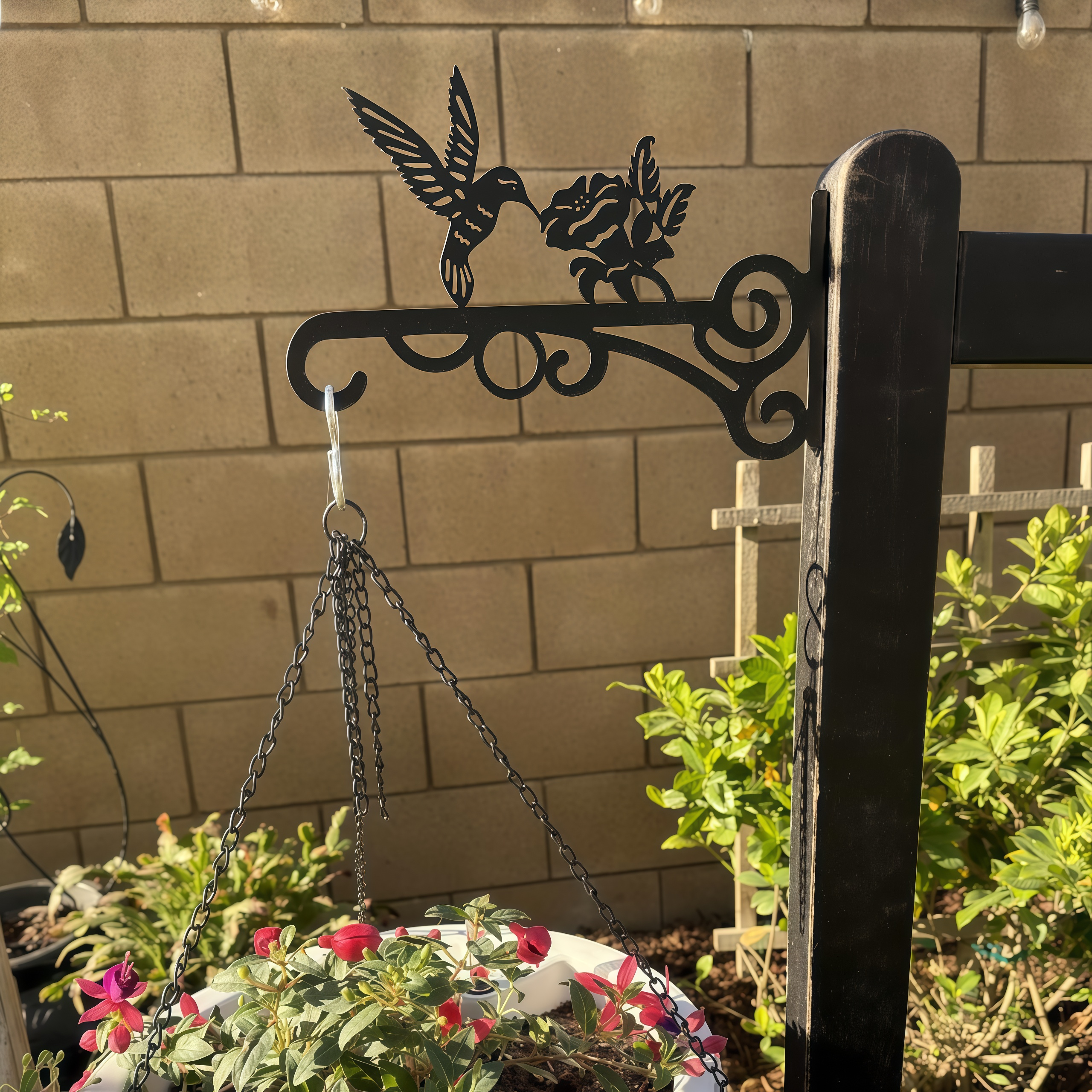 Hummingbird Decorative Metal Wall Plant Hanger Bracket, 8" Heavy Duty, 25 lbs Capacity