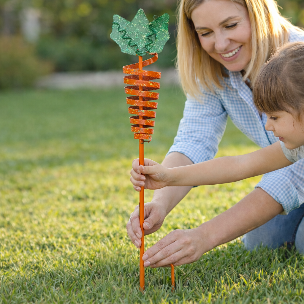 Glittery Metal Carrot Yard Stake, 20" Tall – Easter Garden Stake for Outdoor Lawn, Planter & Flower Bed Decoration
