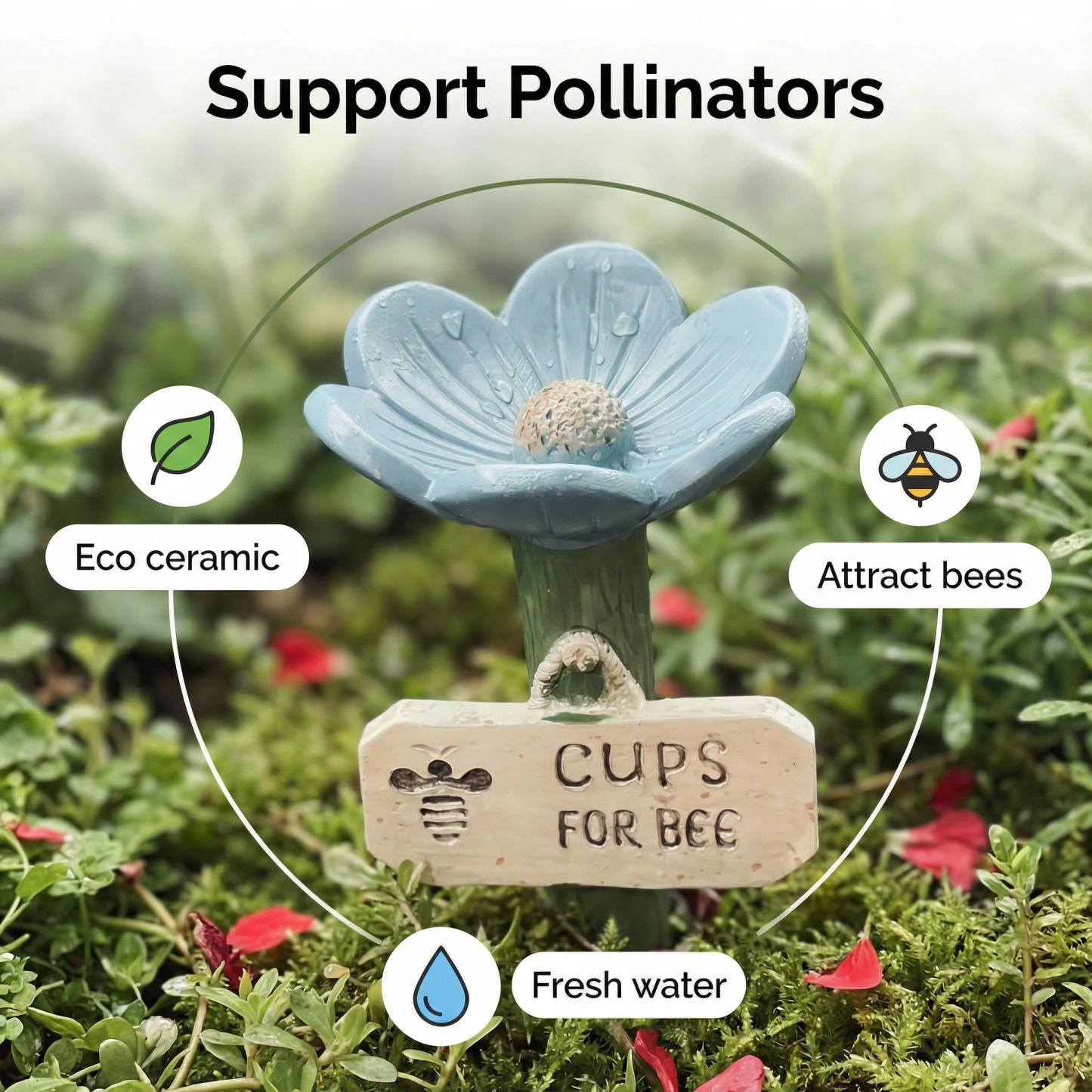 Flower-Shaped Ceramic Bee Watering Station