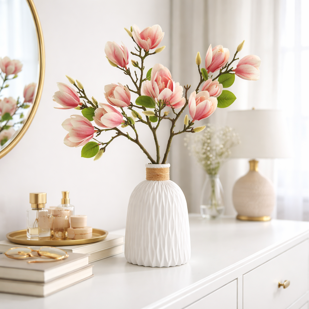 Artificial Magnolia Flower Branches Stem
