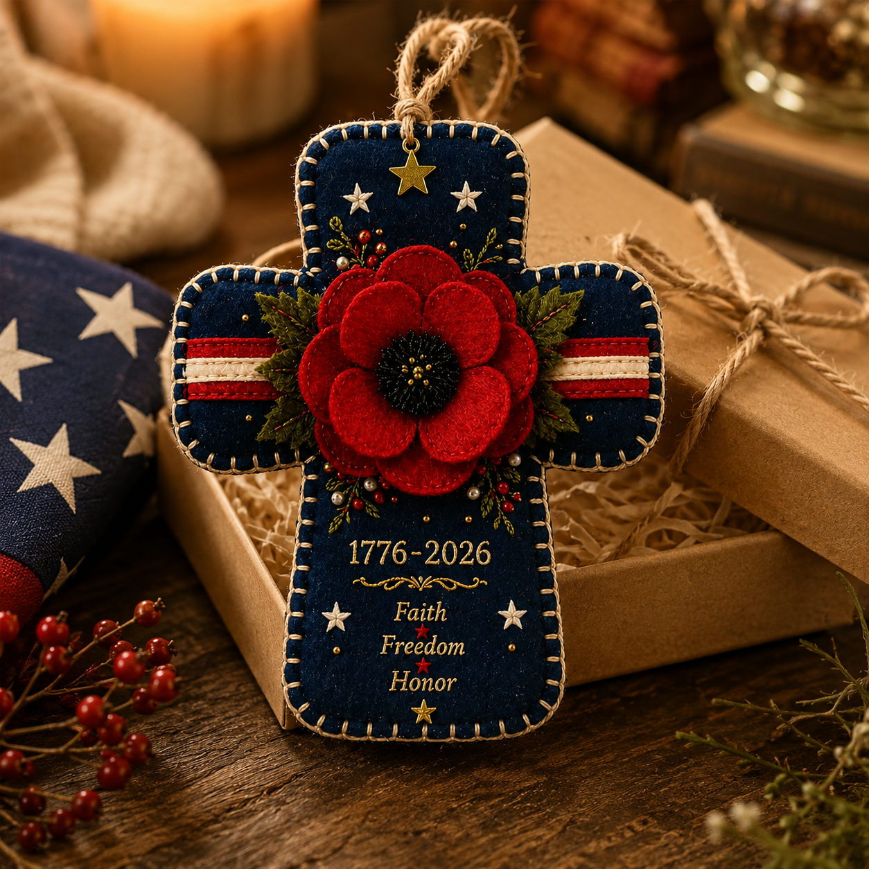 DIY Patriotic Poppy Cross Ornament Kit