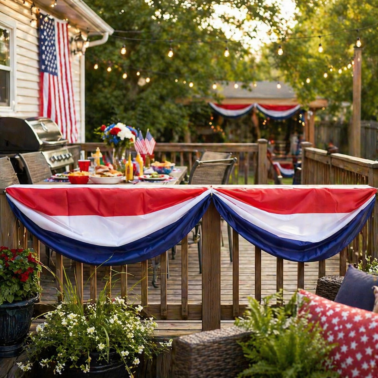 Large Patriotic US Flag Bunting Decorations