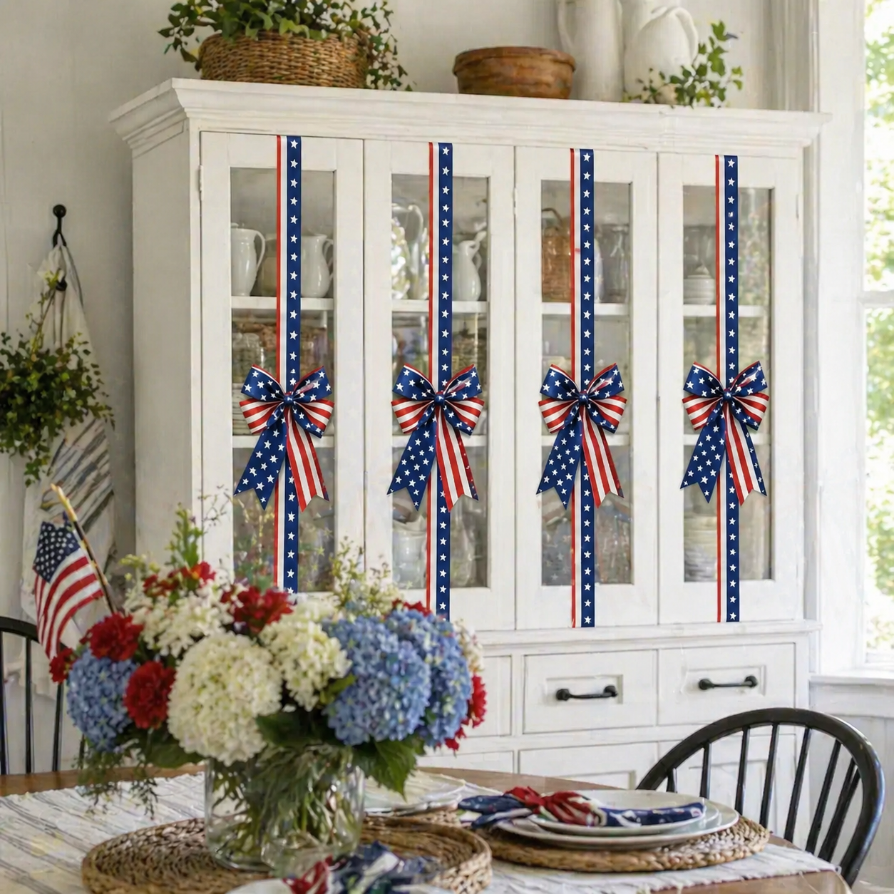 Independence Day & Memorial Day Cabinet Door Patriotic Bow Ribbons