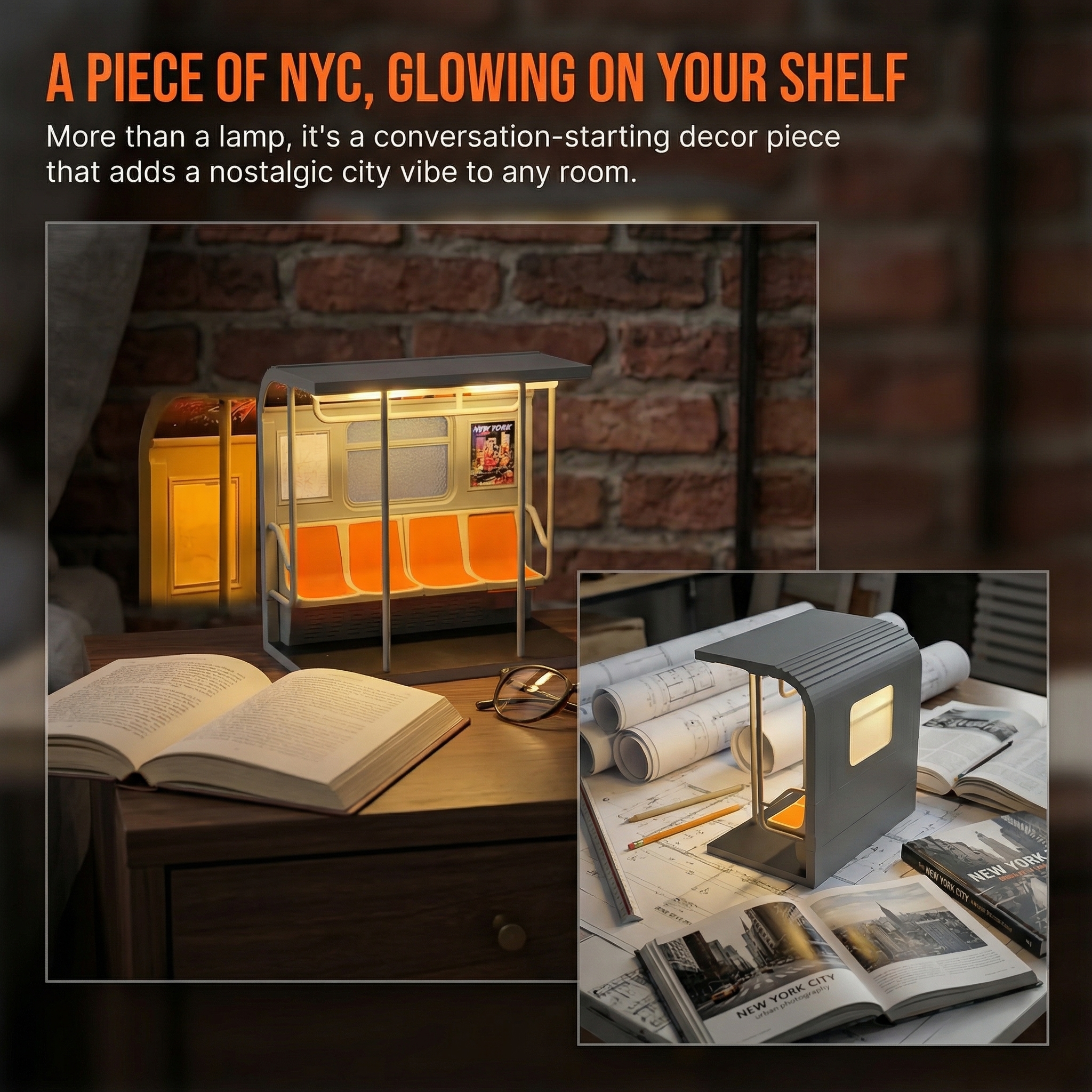 NYC Subway Train Lamp with Hidden Seat Switch