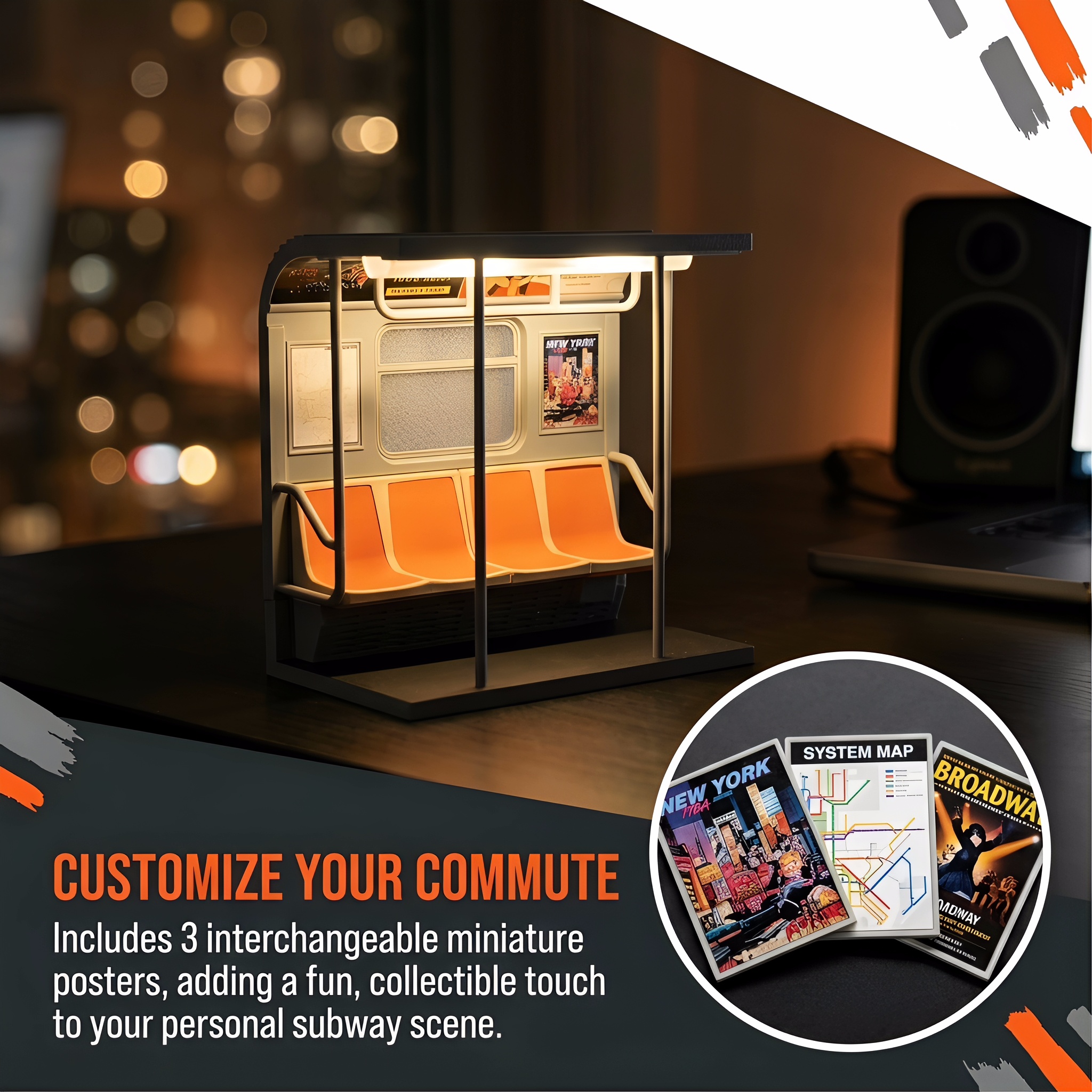 NYC Subway Train Lamp with Hidden Seat Switch