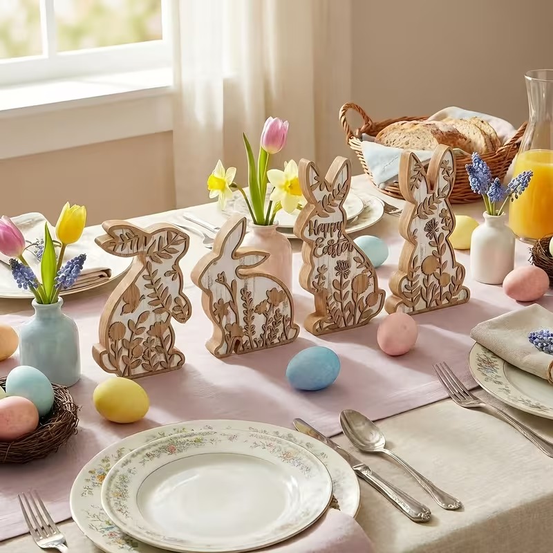 Easter Rabbit Table Wooden Signboard Decorative