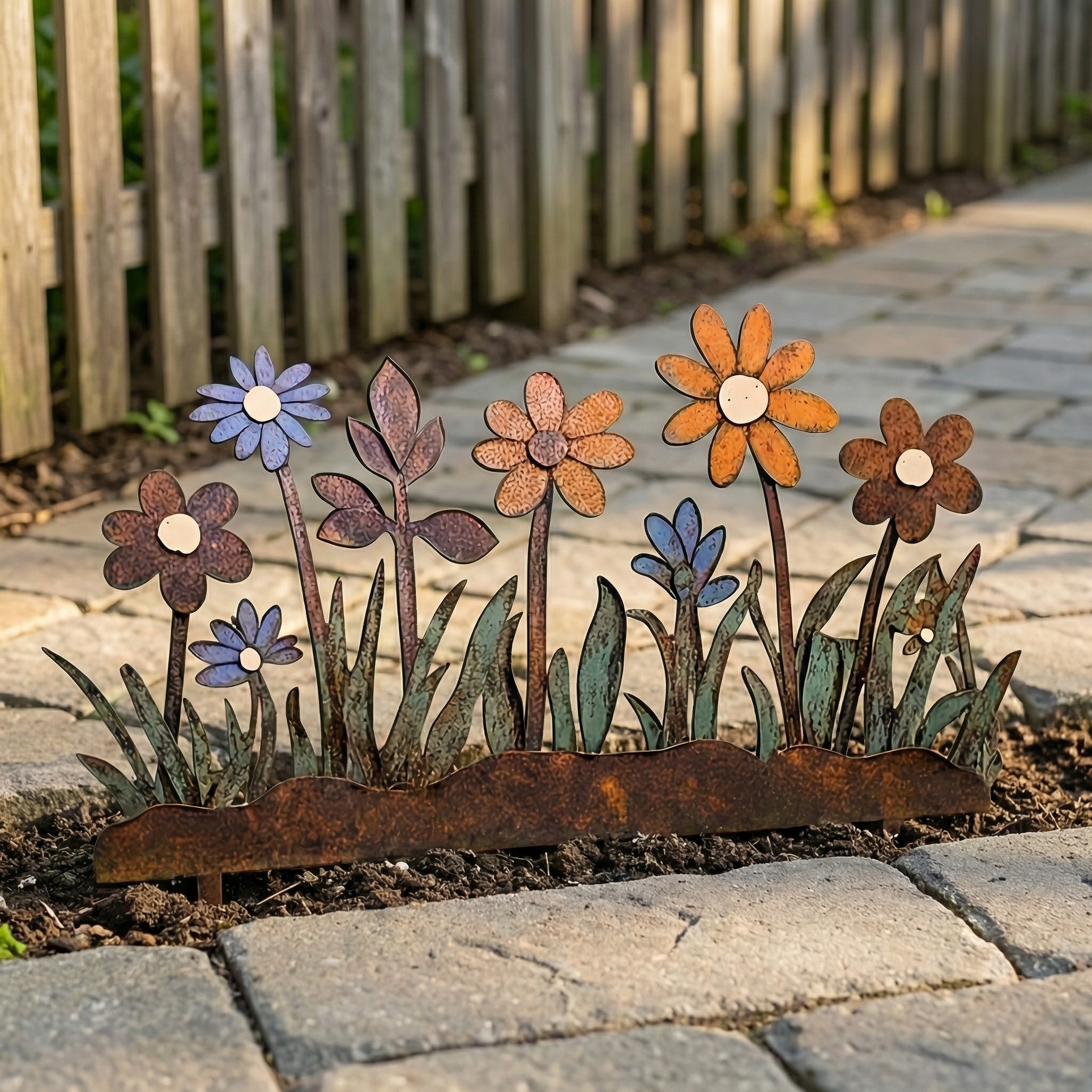 Colorful Metal Flower Garden Stake