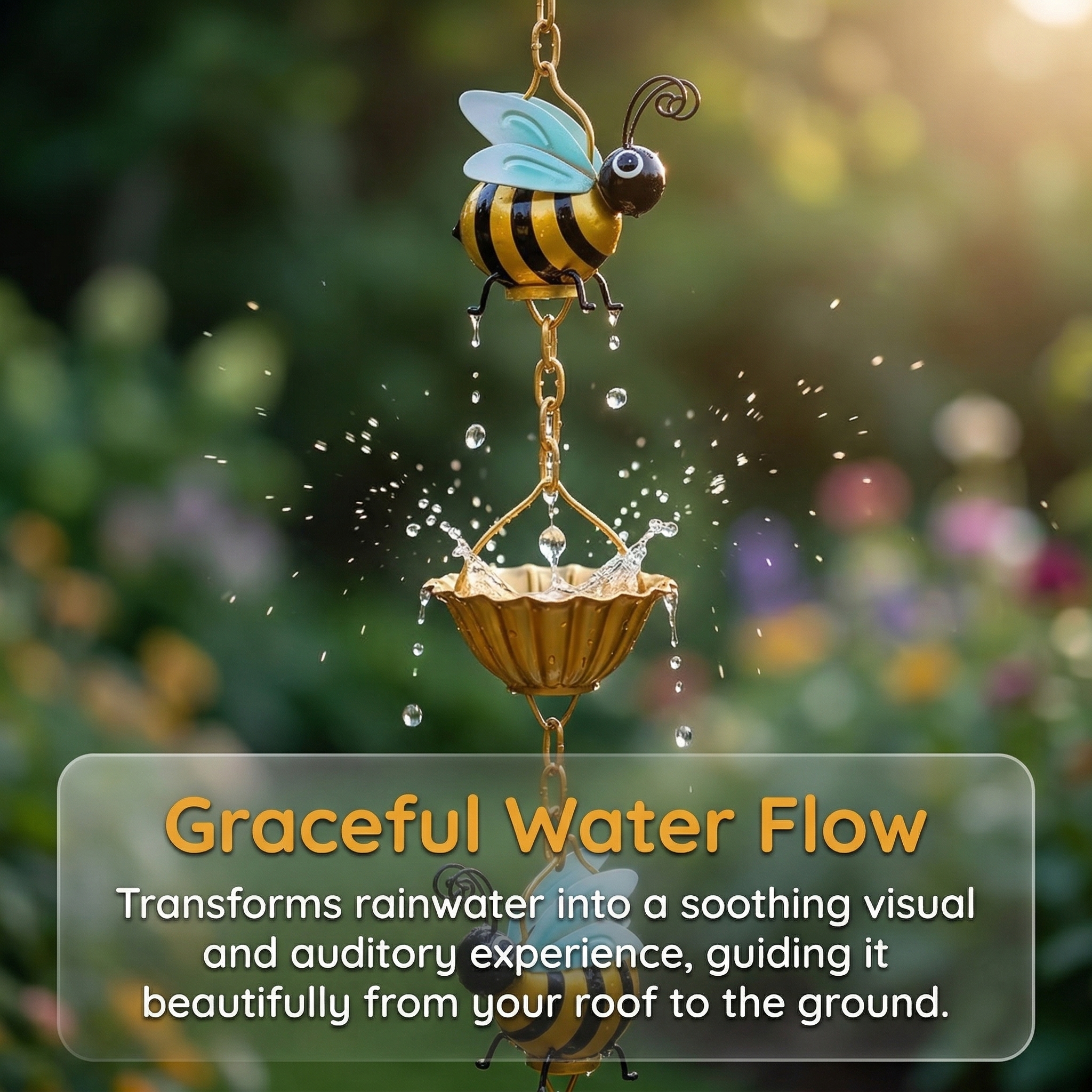 Whimsical Bee Rain Chain