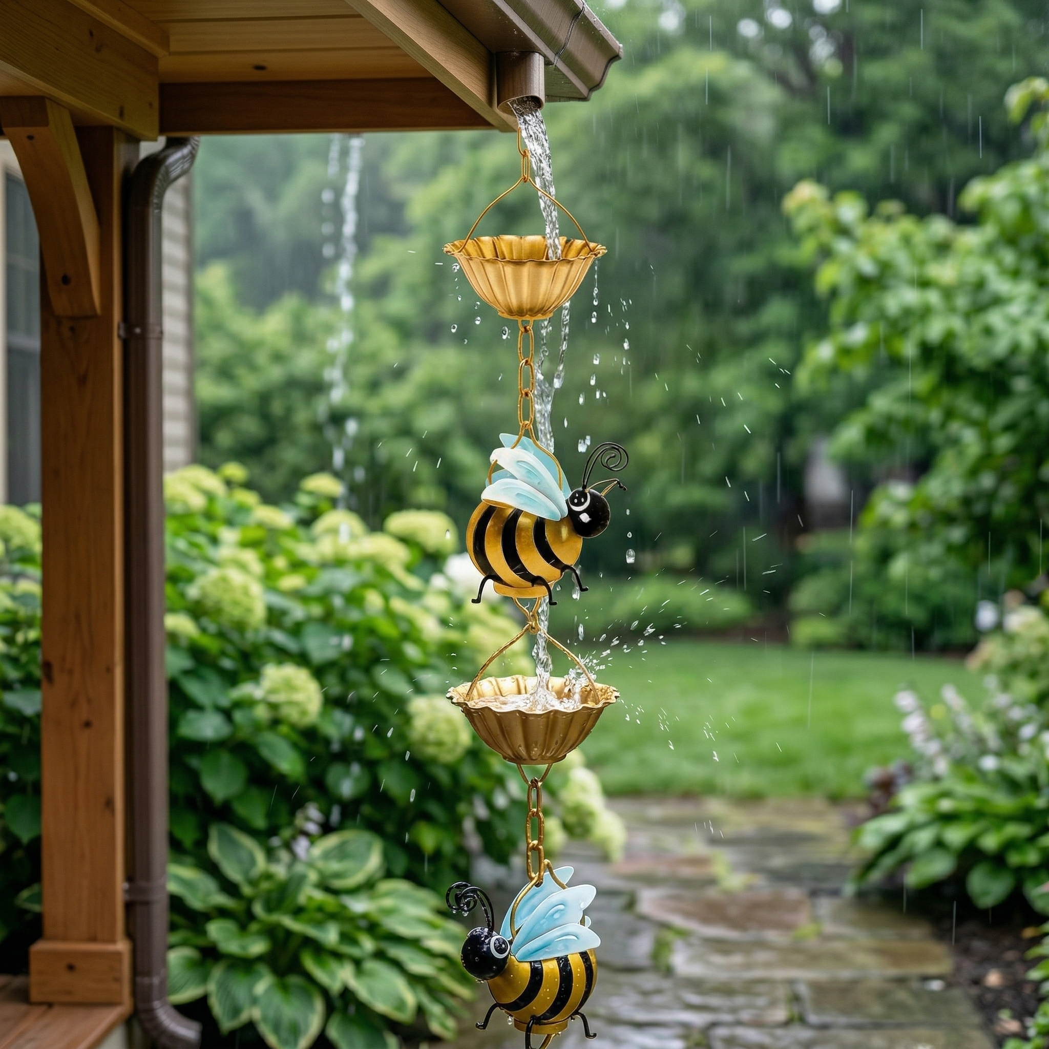 Whimsical Bee Rain Chain