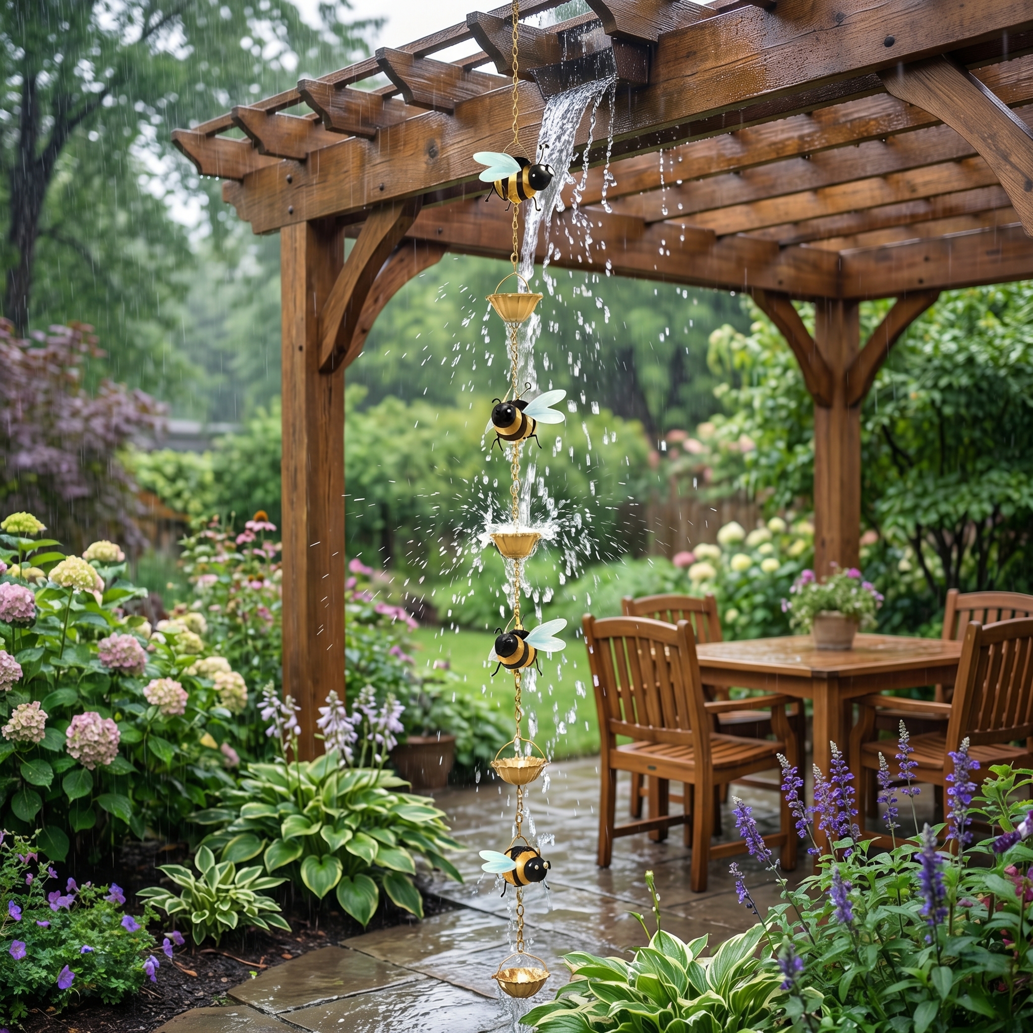 Whimsical Bee Rain Chain