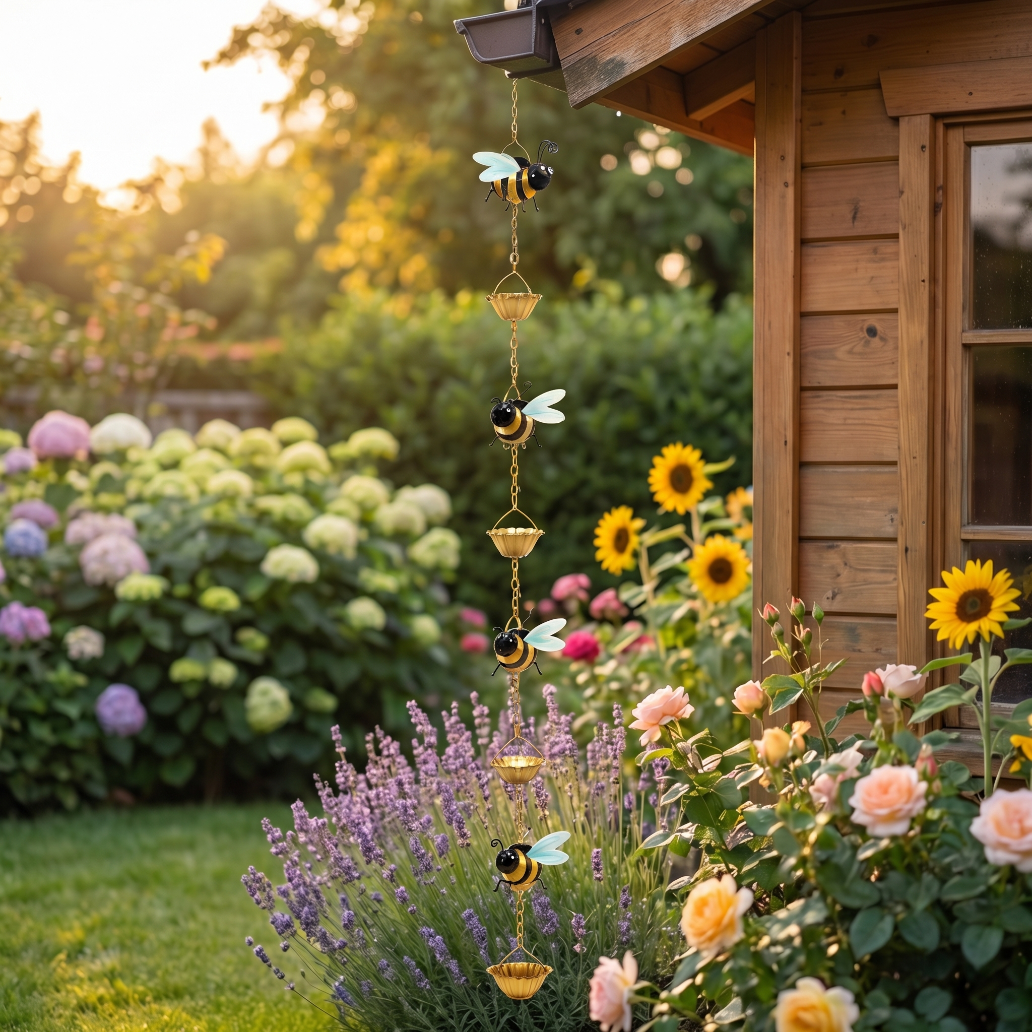 Whimsical Bee Rain Chain