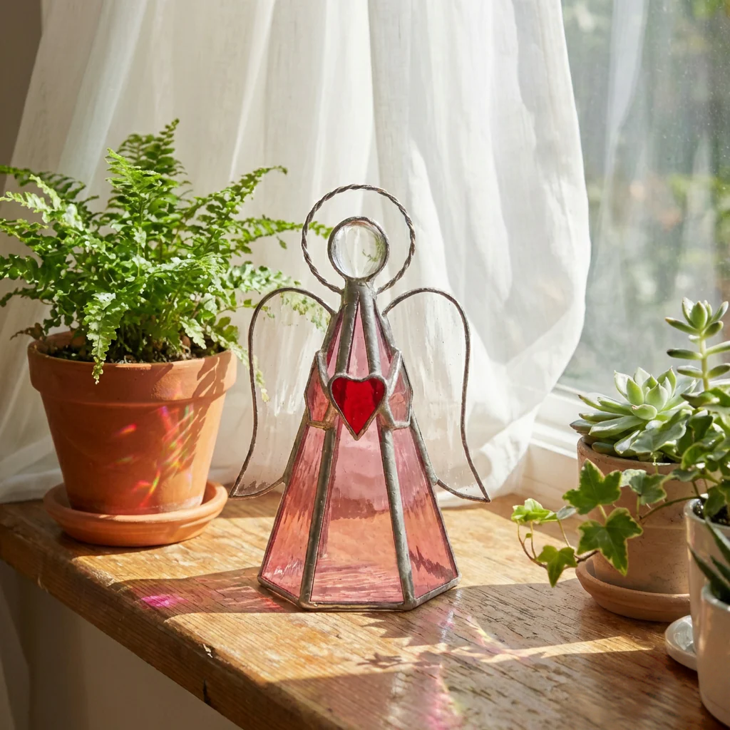 Guardian Angel Stained Glass Candle Holder