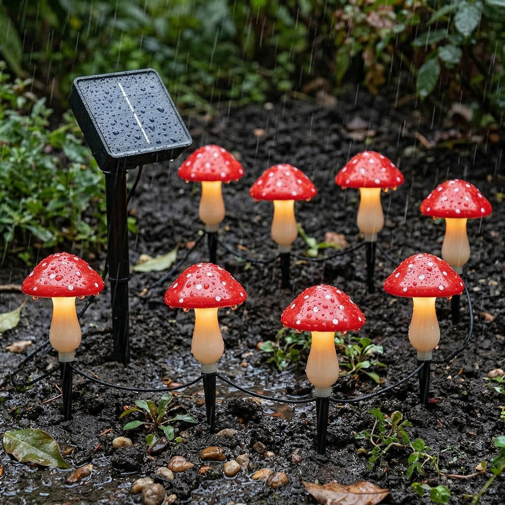 Red Mushroom Solar Lights for Outdoor Garden Decor