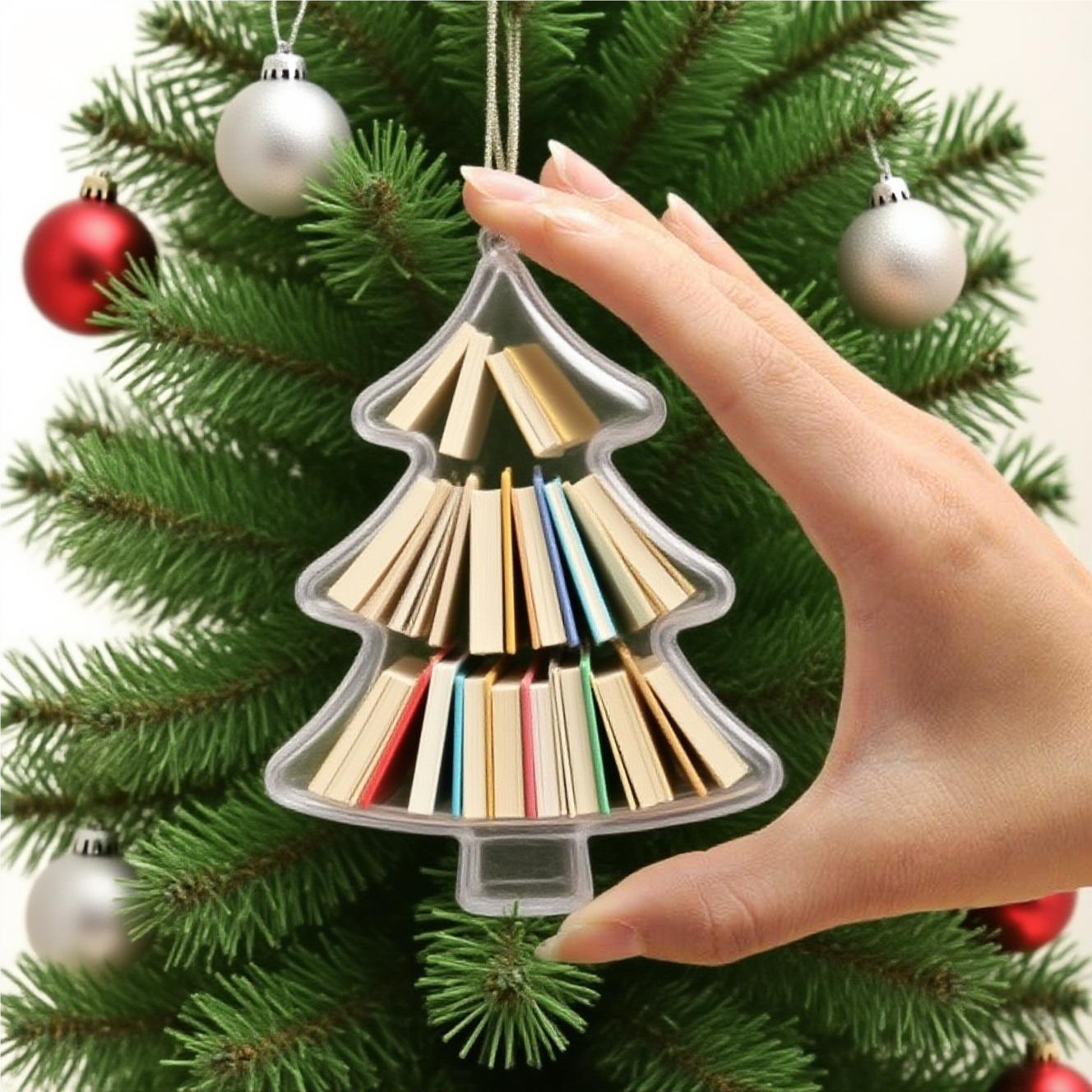 DIY Christmas Tree Ornaments-Acrylic Clear Fillable Box & 6pcs Mini Books📔📕📘