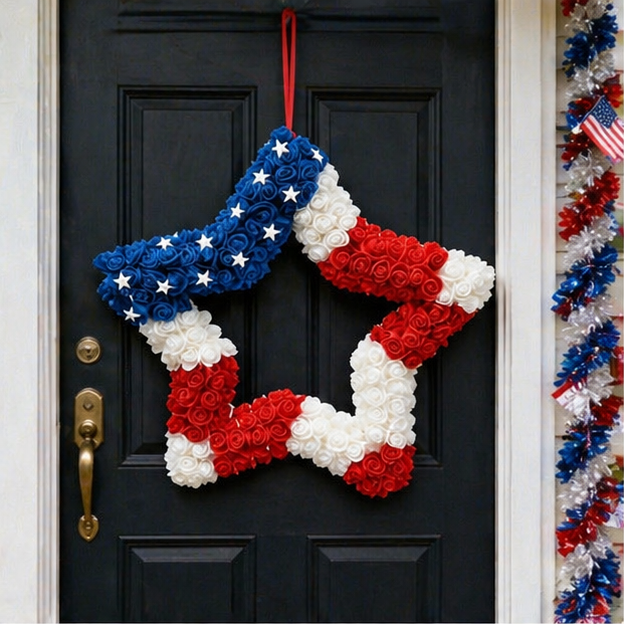 Independence Day Five-Pointed Star Artificial Flower Wreath
