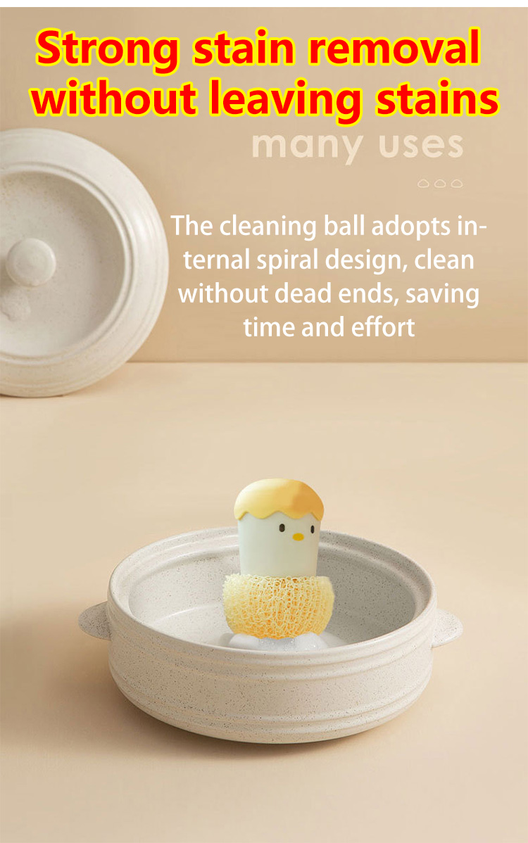 Ergonomic handle of eggshell chicken cleaning brush