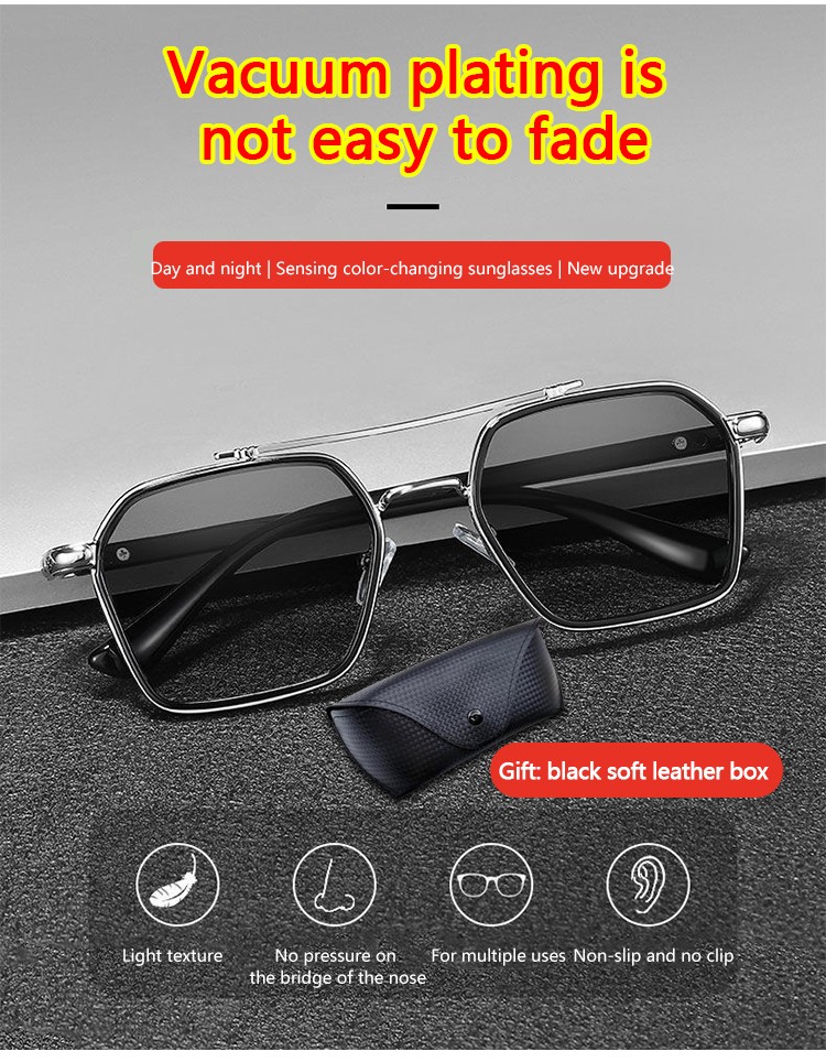 Retro Polarized Color Changing Sunglasses front view