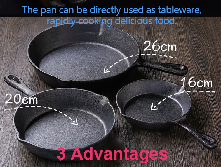 Close-up of durable cast iron skillet with ergonomic handle