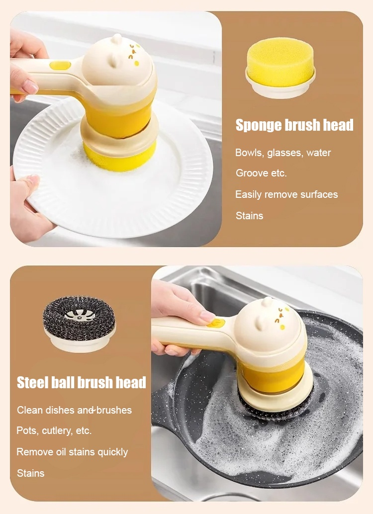 Portable cleaning brush for household chores