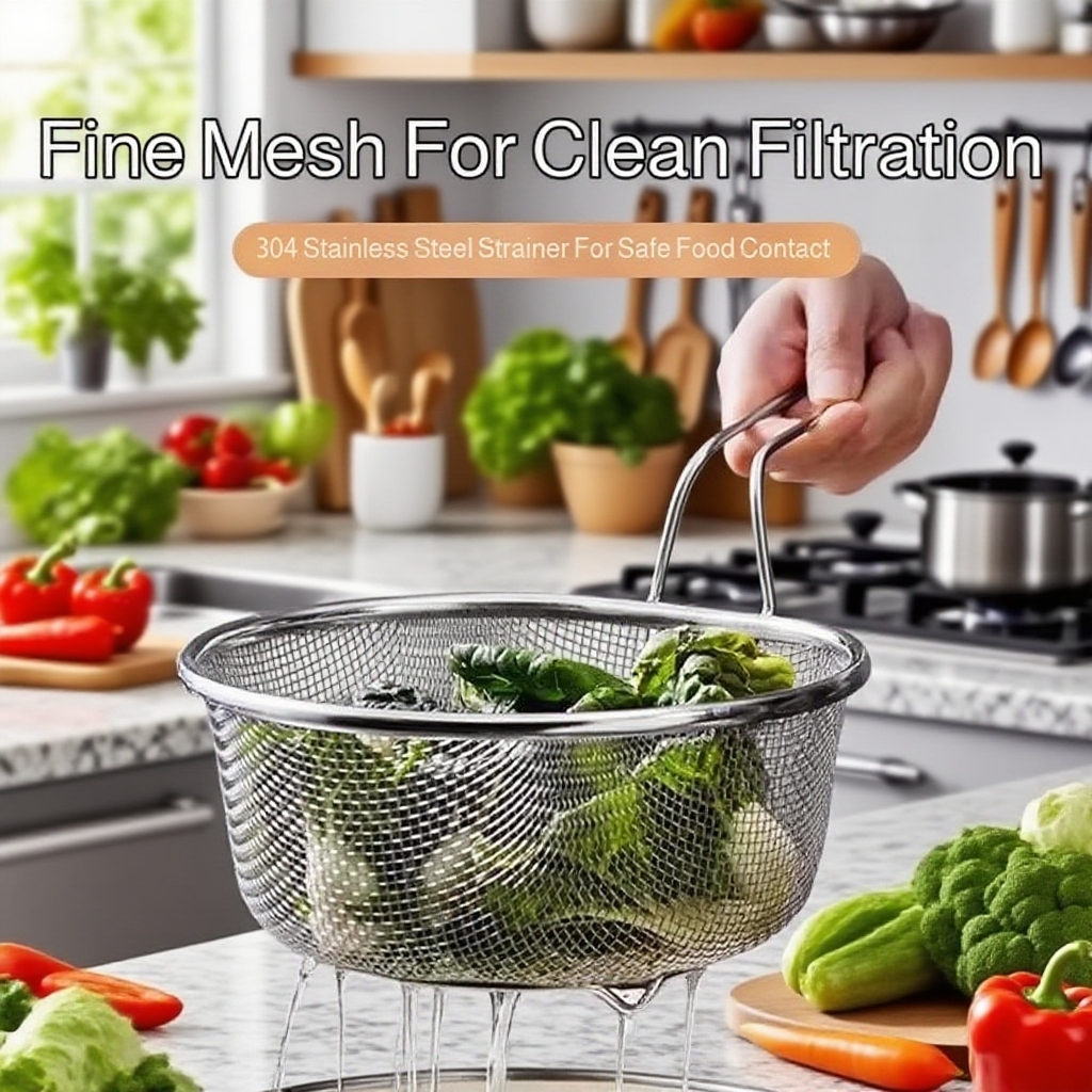 Stainless Steel Kitchen Frying Basket with Handle