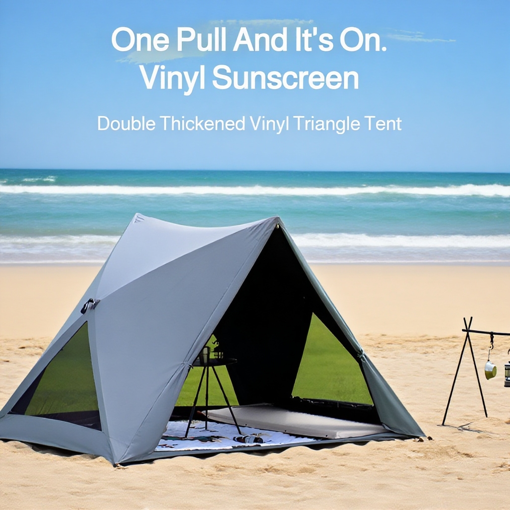 Portable Automatic Pop-Up Sunshade Camping Tent fully assembled outdoors