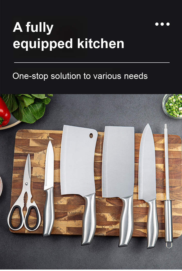 Six-Piece All-Steel Kitchen Knife Set with Rust and Bacteria Protection