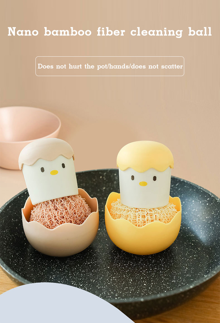Creative Eggshell Chicken Fiber Cleaning Brush on kitchen counter