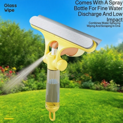 Three-in-One Multi-Functional Glass Squeegee with Built-in Spray Bottle
