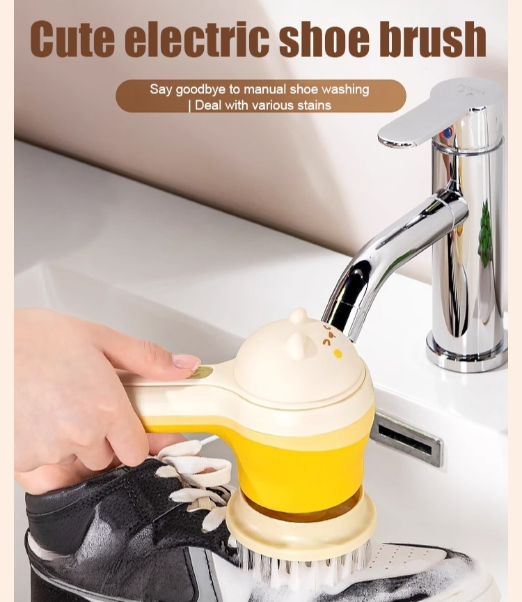 Multifunctional cordless electric cleaning brush in action